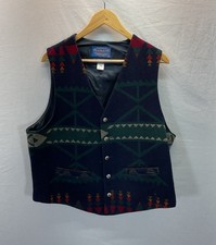 Pendleton Mens 44 Wool Vest High Grade Western Wear Aztec Southwestern