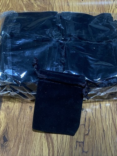 Soft Small Black Velvet Drawstring Pouches Gift Bags Wedding Jewellery ...