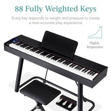 88-Key Weighted Full Size Digital Piano Set U-Stand 3 Sustain Pedal Unit Stool