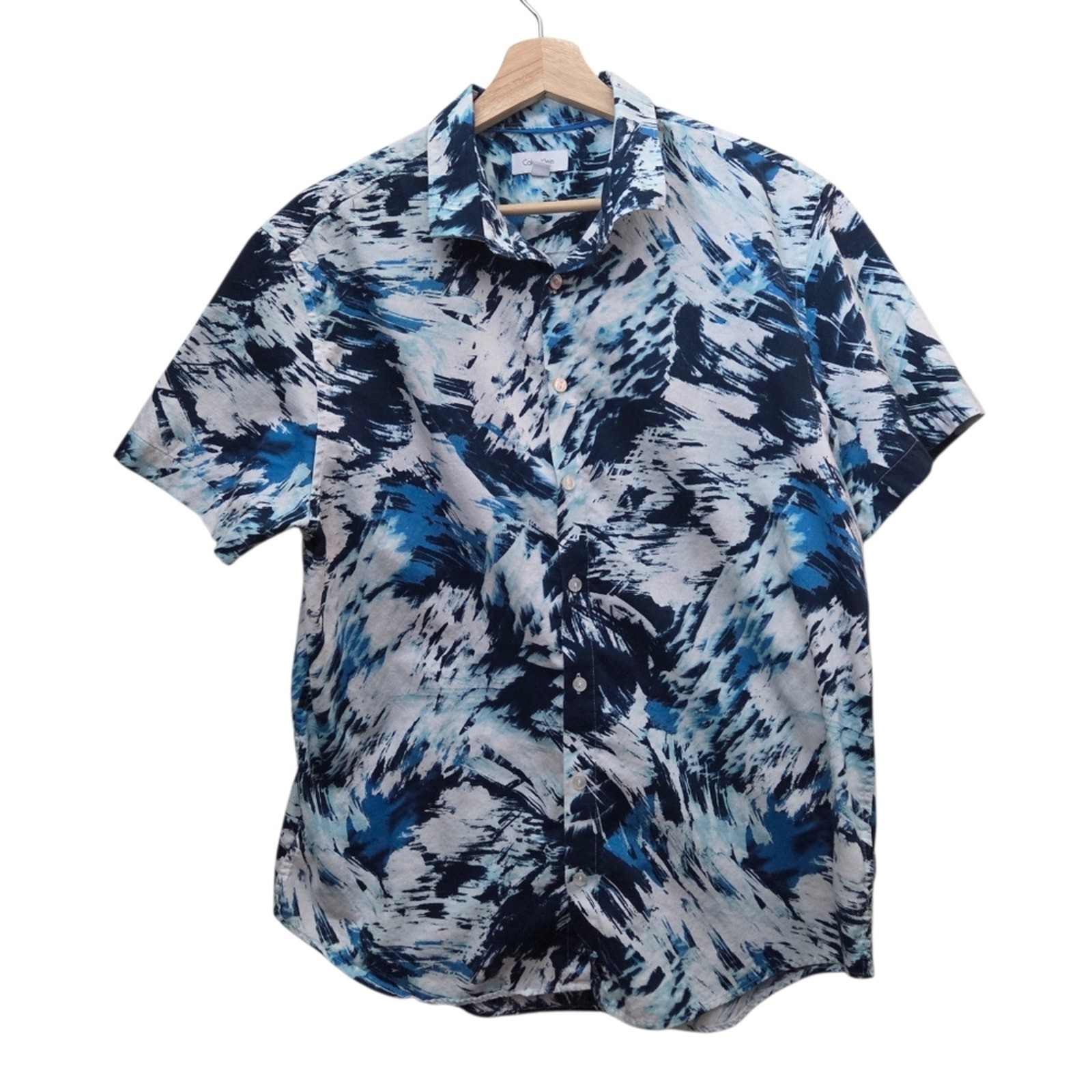 Calvin Klein LARGE Abstract Pattern Short Sleeve … - image 1