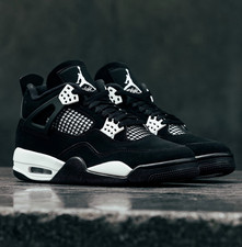 Jordan 4 Retro "White Thunder" Mid Top Basketball Shoes Men's Size 7-12