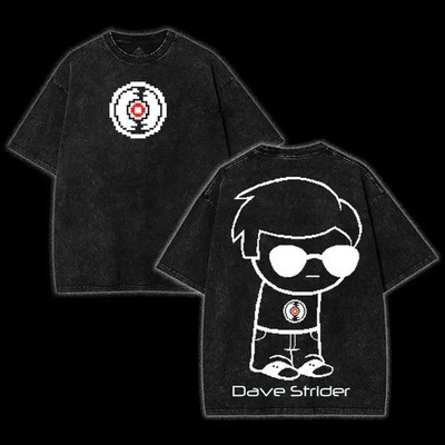 Dave Strider V2 Washed Cotton Shirt, Homestuck Cool Kid Graphic Tee, Vintage Dou