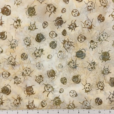 1 Yard Cut of Lunn Fabric Exclusive Lady Bugs Batik 100% Cotton 4910 Neutral
