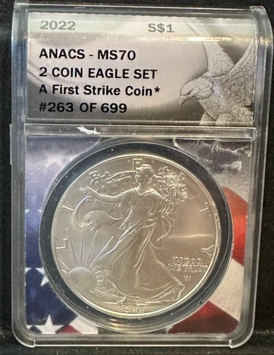 2022 American Silver Eagle Graded MS70 by ANACS