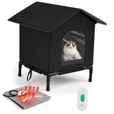 Elevated Heated Cat House for Outside 14  12.5  12.5 14 12.5 12.5inch Black