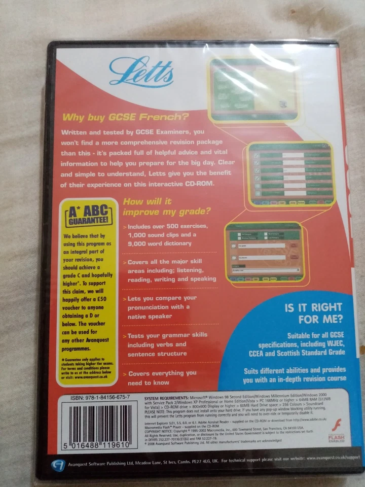 Letts GCSE French PC-CD Rom Software for Learning by Avanquest Software Company - Image 4 of 4