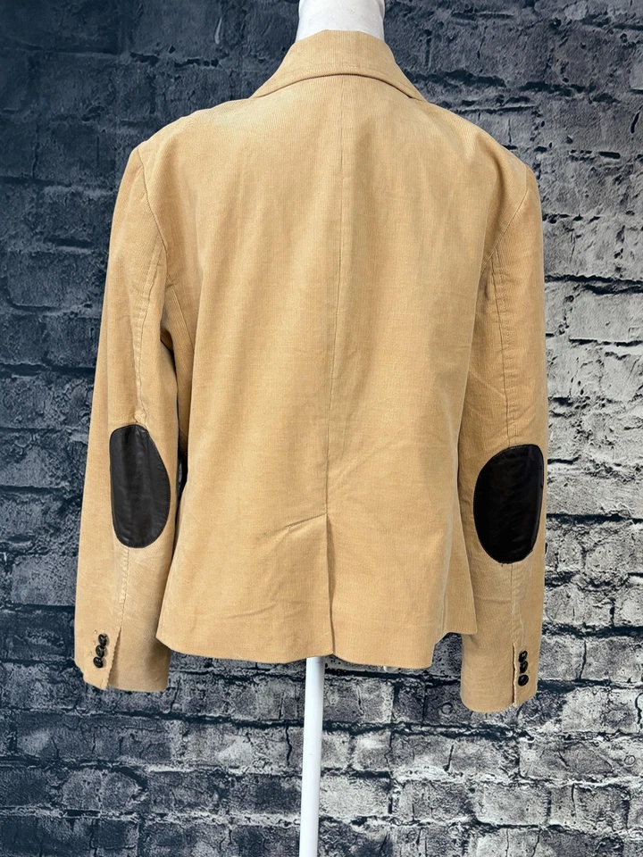 Blazer Talbots para mujer 16 parches en el codo de pana tostada 2 botones muesca solapa forrada Foto 3 de 4