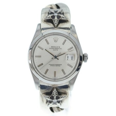 CHROME HEARTS XROLEX 1500 Oyster Perpetual Date PAVE Diamond Star Motif Used 68b
