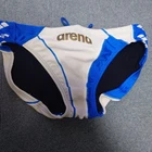 arena competitive swimsuit men's bikini blue white