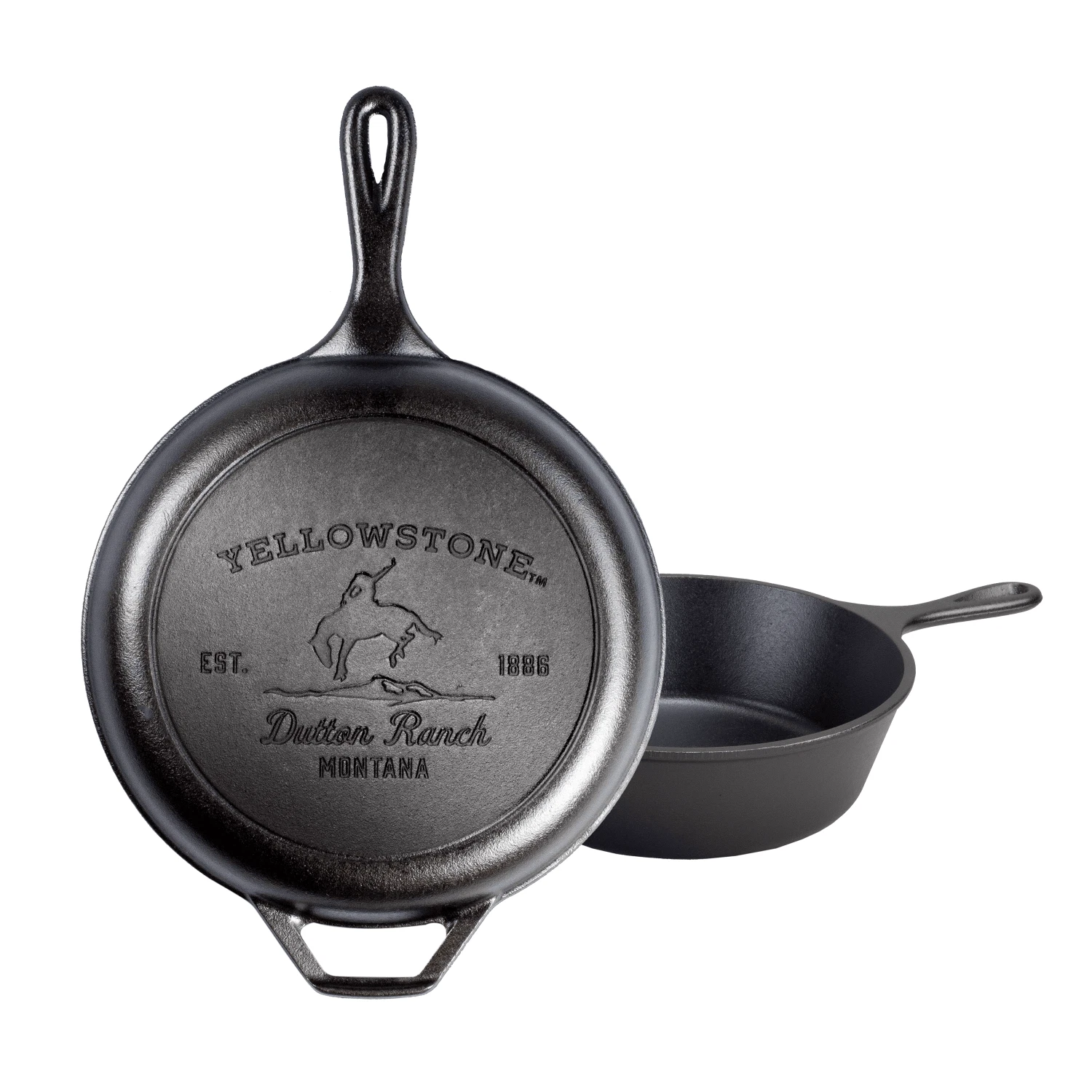Lodge Yellowstone Cast Iron Combo Cooker, Deep 3.2Qt Skillet, Bucking Bronco Lid