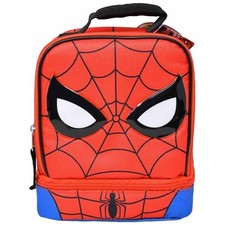 Spiderman Drop Bottom Rectangle Lunch Bag, Red with Spider Web Design and
