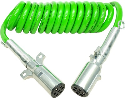 #ad 7 Way ABS 15quot;#x27; Green Coil Trailer Electric Cable Power Cord 12quot; Lead EL27715 $50.04