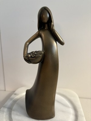 Haley Max Collection ''Beauty'' Gold Metallic woman holding A Fruit Basket
