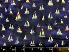 Tina Scrap 9"x21" Sea Nautical Ship Sailboat Waves Boat Mini Ocean FABRIC COTTON