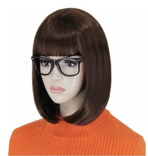 Brown Short Bob Wig with Bangs  Natural Look  Heat-Resistant Synthetic Hair
