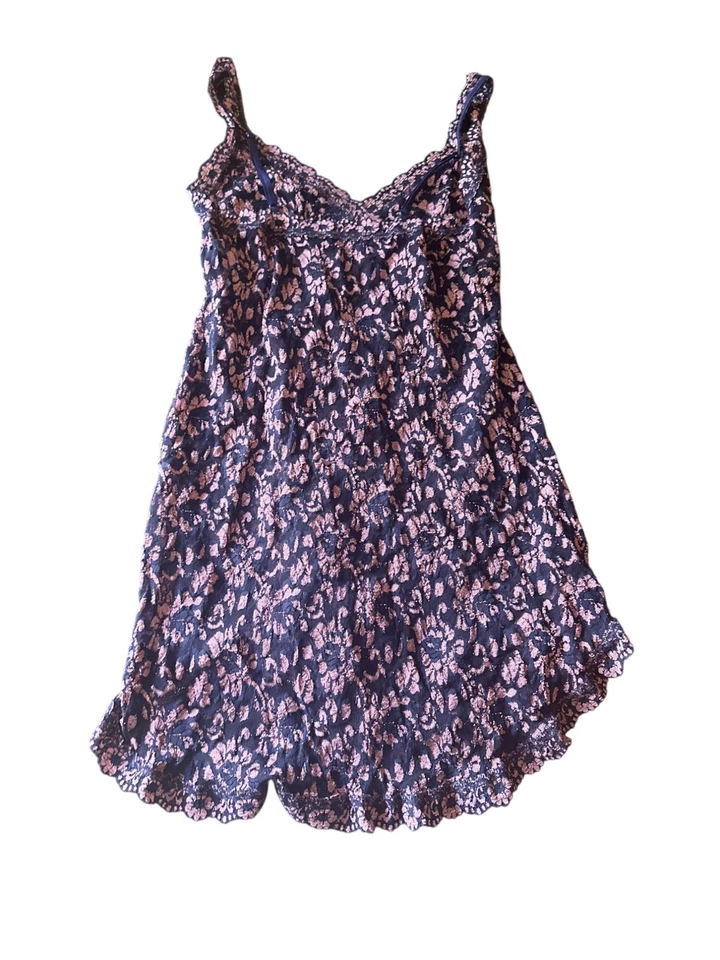 Vestido Hanky Panky Encaje Chemise Talla Pequeña Azul Púrpura Floral Elastizado Foto 3 de 4