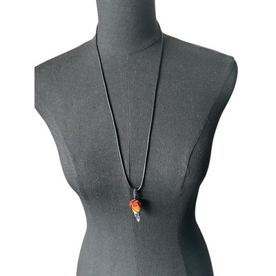 7 Chakra Natural Stone Point Pendant - Adjustable Cord Necklace 15  Drop Length