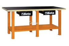 Banco da lavoro tecnico Beta Tools C56W in acciaio con piano in legno orange