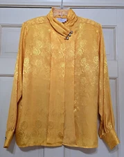Novelli Vintage Women Yellow Long Sleeve shoulder pad Dress Top Plus 18 RN 31289