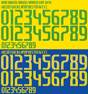 Name&Number Set For Brazil World Cup 2018 Home/Away Football Soccer Pattern