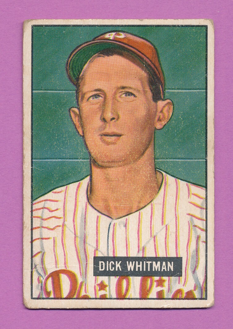 FAIR-GOOD+/- DICK WHITMAN 1951 BOWMAN #221 LOW GRADE VINTAGE FILLER *TPHLC-3351
