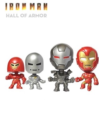 Marvel Iron Man Hall of Armor Figuren Mini Wackelköpfe Original SDCC 4er Set