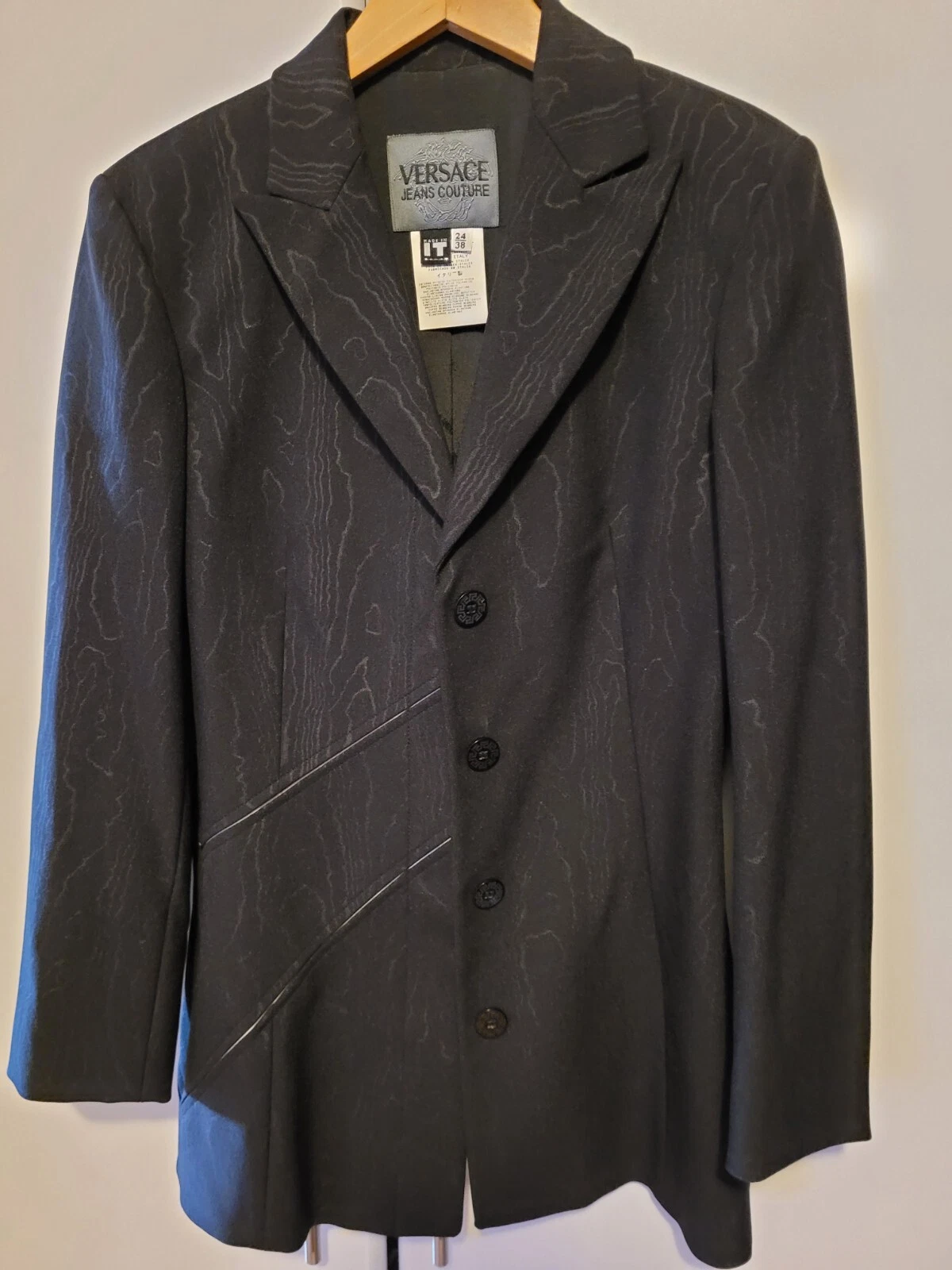 Autentica minigonna blazer jeans couture nera Versace EUR24 38 US2 XS