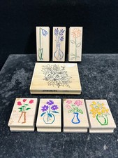Brand New 8 Woodback Floral/Flower Stamps Ref GC5