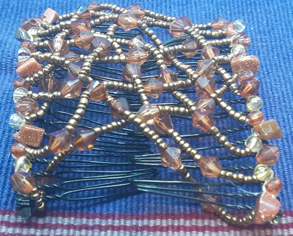 2件装玻璃珠魔术发梳弹性双插入夹别致弹力A301 — 第 3/3 张图片