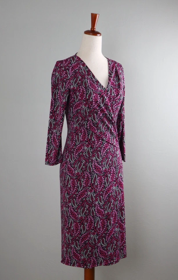 Vestido envolvente sintético TALBOTS $129 ajustado elástico floral cachemira sobrepelliz talla XS Foto 3 de 4