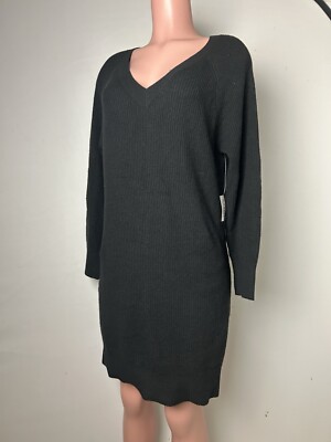 Old Navy Women's Black Long Sleeve V Neck Knit Tunic Sweater Dress Size  Small