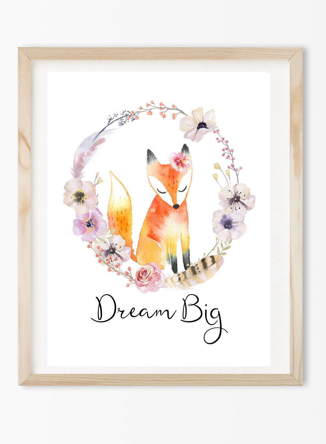 Dream 通販 Big Fox Wreath Boho Poster 100％本物保証！ Girls Wall Prints Decor Baby