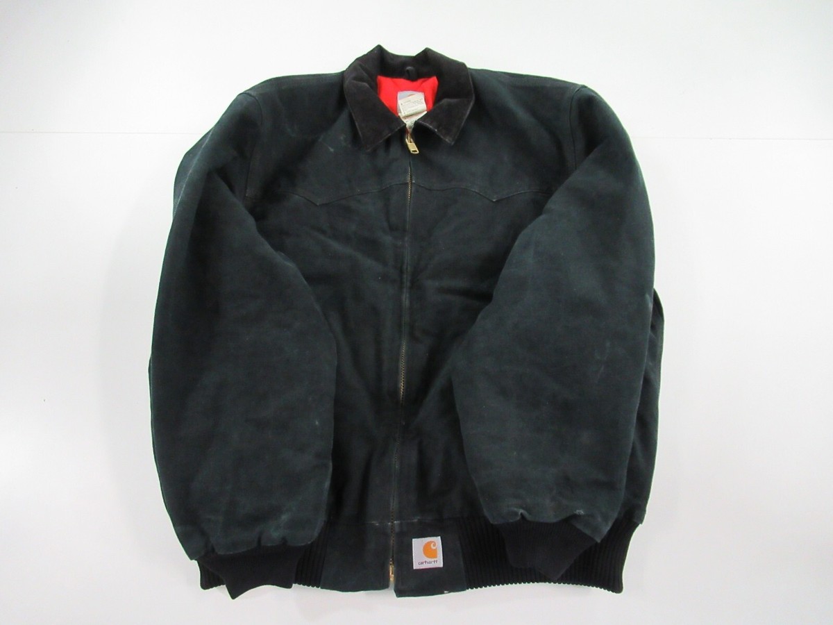 【TK88】カーハートサンタフェジャケット J13 BLK L アメリカ製 Carhartt J13BLK Duck Santa Fe Quilt Flannel Lined Black Jacket