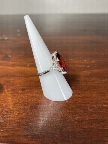 4.00CT Marquise Cut Lab-Created Red Garnet Engagement Ring 14K White Gold Plated - Picture 2 of 3