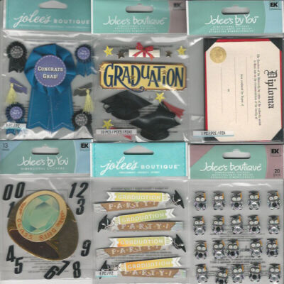 Jolee GRADUATION 3D Dimensional Stickers Diploma Cap & Gown College - YOU PICK