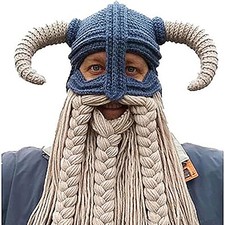 Creative Barbarian Knit Beard Hat Funny Knit Hat Wig Beanie Hat Beard Facemask