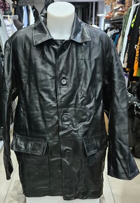 Veste En Cuir Pour Homme - Taille L - Marron - Mi-longue - Occasion Très Bon état