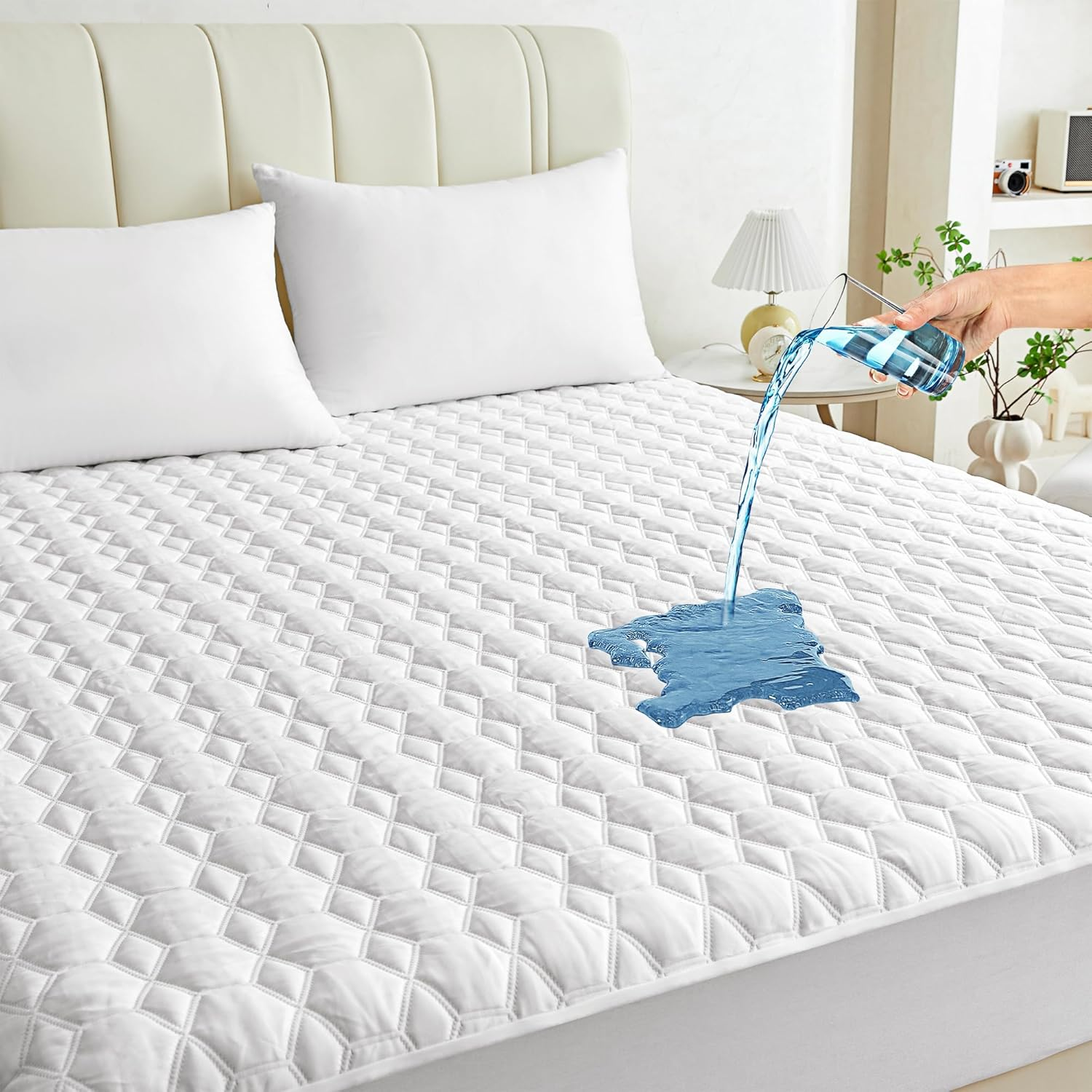 Waterproof Mattress Protector Queen Size, Premium Cooling Mattress Pad Mattress