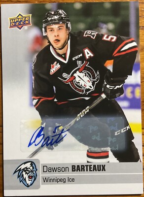 2019-20 Upper Deck CHL Autographs Dawson Barteaux #57 Winnipeg Ice