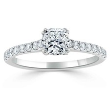 1.32 Ct Cushion Cut Real Moissanite Engagement Wedding Ring 950 Platinum Size 5