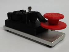 Black-Red Camelback Morse Code Key W/ Skirt & Aluminum Base