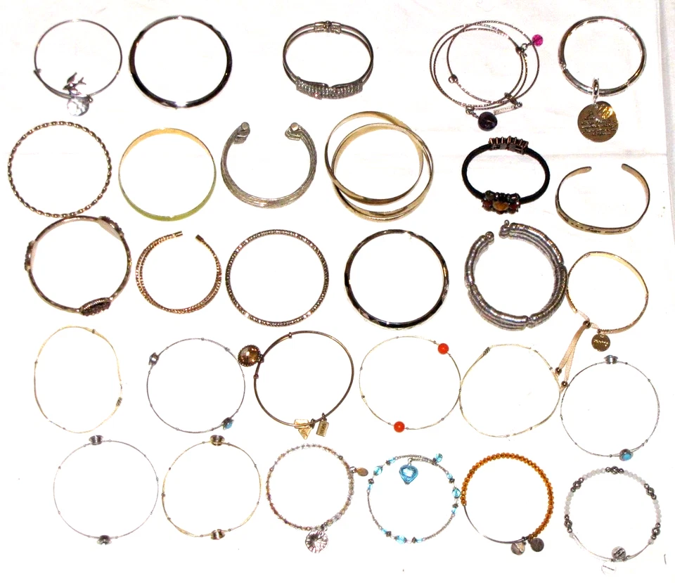 Lote De 29 Pulseras Mezcladas Plateadas Tono Estrás Gemas Brazalete Dorado Mujer Foto 2 de 4