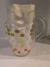 Vintage Anchor Hocking Glass Pitcher With Geometric Square Design