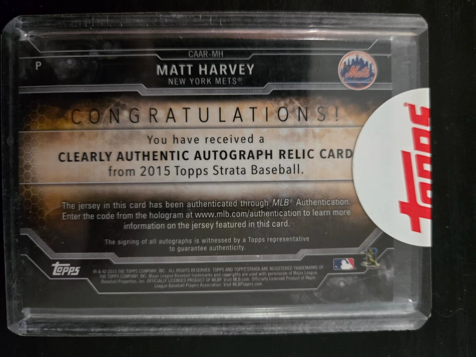 2015 Topps Strata Matt Harvey 清晰正品大都会队球衣亲笔签名 #16/75  — 第 2/2 张图片