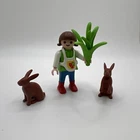 Vintage 1996 Playmobil Special 4529 Girl Feeding Rabbits - Incomplete