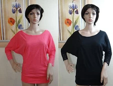 NEW JENNI by JENNIFER MOORE black or pink elbow lace sleeve sleepwear top,XS,S