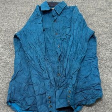 Ely Cattleman Western Snap Shirt Mens Size S Teal Geometric Pearl Snap Cotton