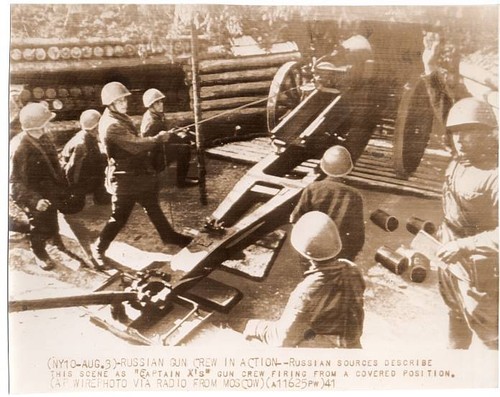 1941 Russia Artillery in Action Original Press Wirephoto
