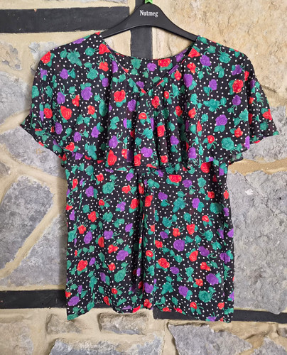 Jaeger, Top donna vintage Jaeger due pezzi gonna midi stampa floreale con bottoni taglia 10