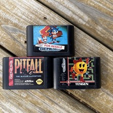 Lot Of 3 Sega Genesis Games Sonic 2, Pitfall, Ms. PAC Man Tested And Working